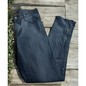 Just Black Denim Skinny Ankle Jeans Size 26 Stretch Ankle Zippers 26" Inseam